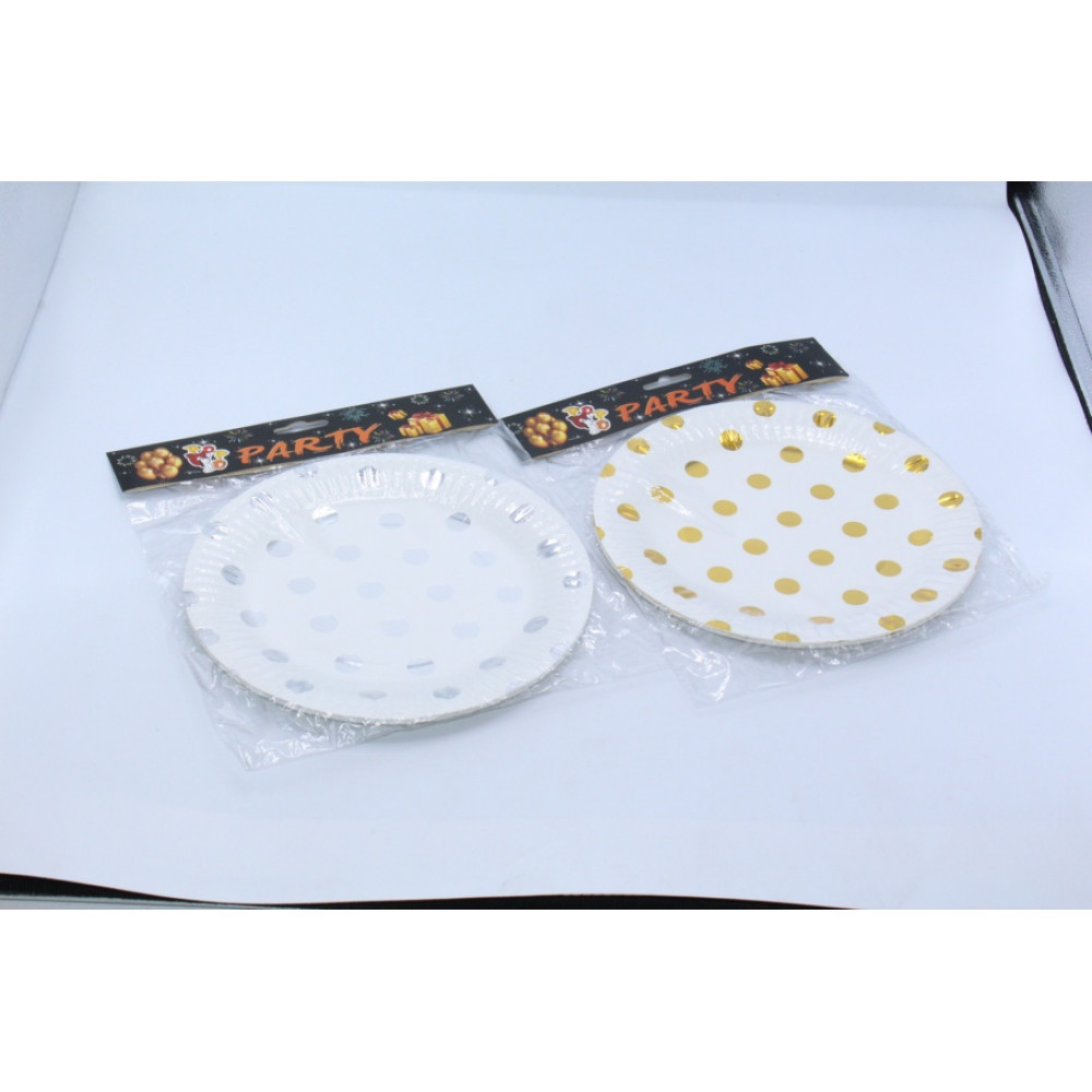 Ծննդյան թղթե ափսե 10հ-ոց 9" ոսկեփայլ և արծաթափայլ շրջանակներով