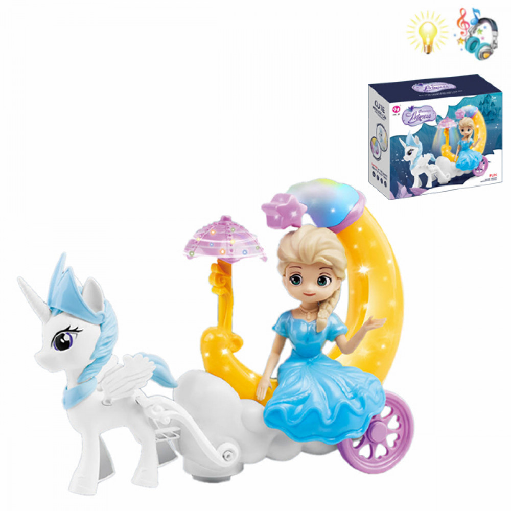 Խաղային էլ․մարտկոցով մուլտիկացված միաեղջյուր իր կառքի հավաքածույով տիկնիկով