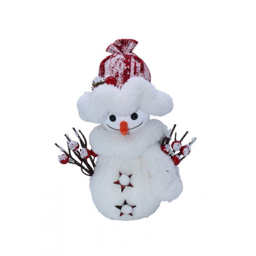 Ամանորյա զարդարանք ձնեմարդ 22*14սմ, կարմիր գլխարկով