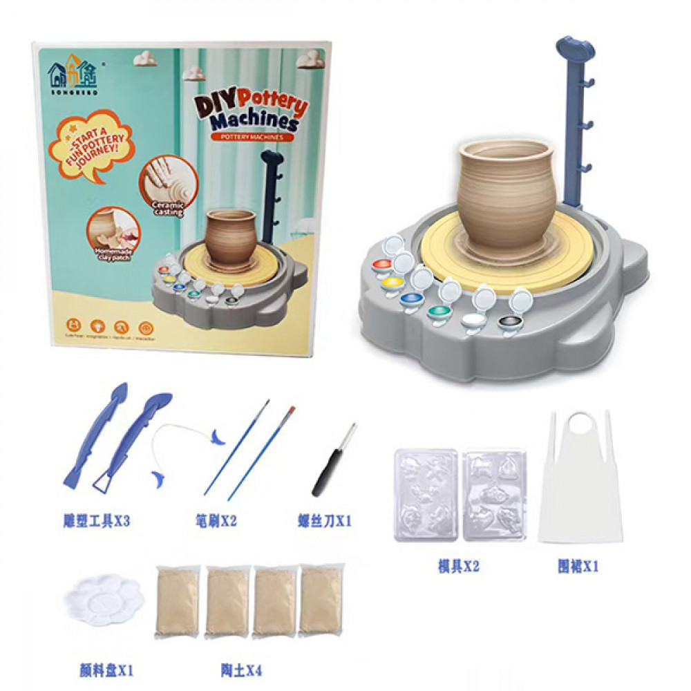 Խաղ հավաքածու խեցեգործություն, կավե իրեր պատրաստում + ներկանյութ էլ-սնուցմամբ