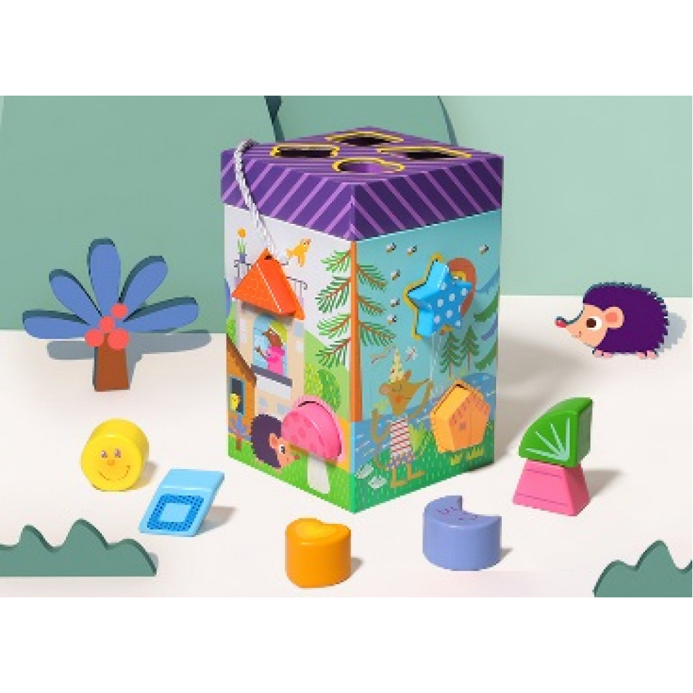 Խաղալիք փայտե մանկական տնակ խաղային հավաքածու բազմաոճ խորանարդիկներով