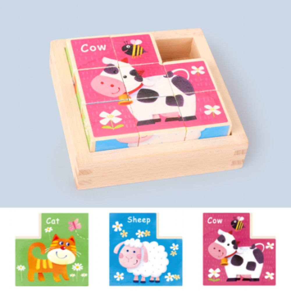 Խաղալիք փայտե խորանարդիկներ 8կտոր իր փայտե փոքր տուփով