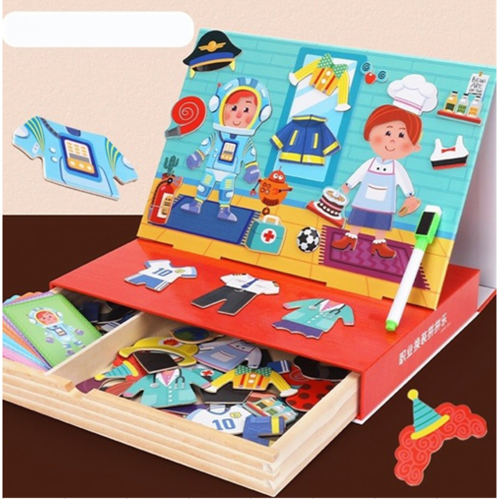 Փայտե խաղալիք, փազլ ինտերակտիվ փոփոխվող հագուստներ տարբեր մասնագիտության