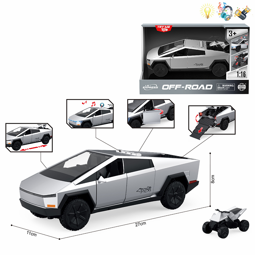 Խաղալիք մեքենա Tesla 1։16-մաշտաբի էլեկտրական լույսային էֆեկտներով + քառանիվ մոտ