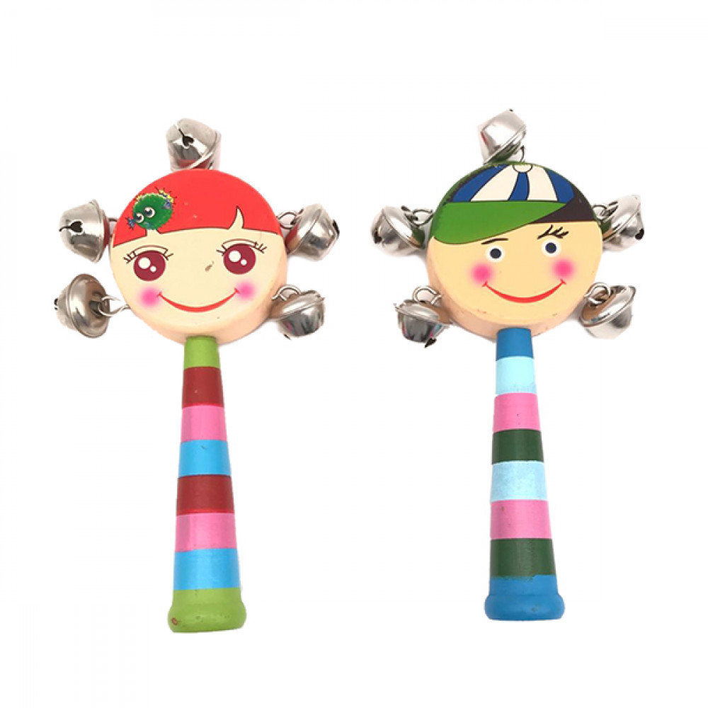 Խաղալիք փայտե փոքր ձեռքի ցնցող զանգ ձայներ 2գույն 2ձև